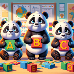 pandas holding letters